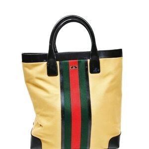 Gucci Tote Bag Sherry Line Brown Canvas.